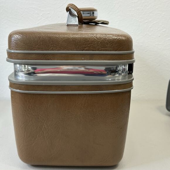 Vintage Samsonite Profile II Brown Carry On Makeup Case Mirror Tray Made In USA - Picture 6 of 12